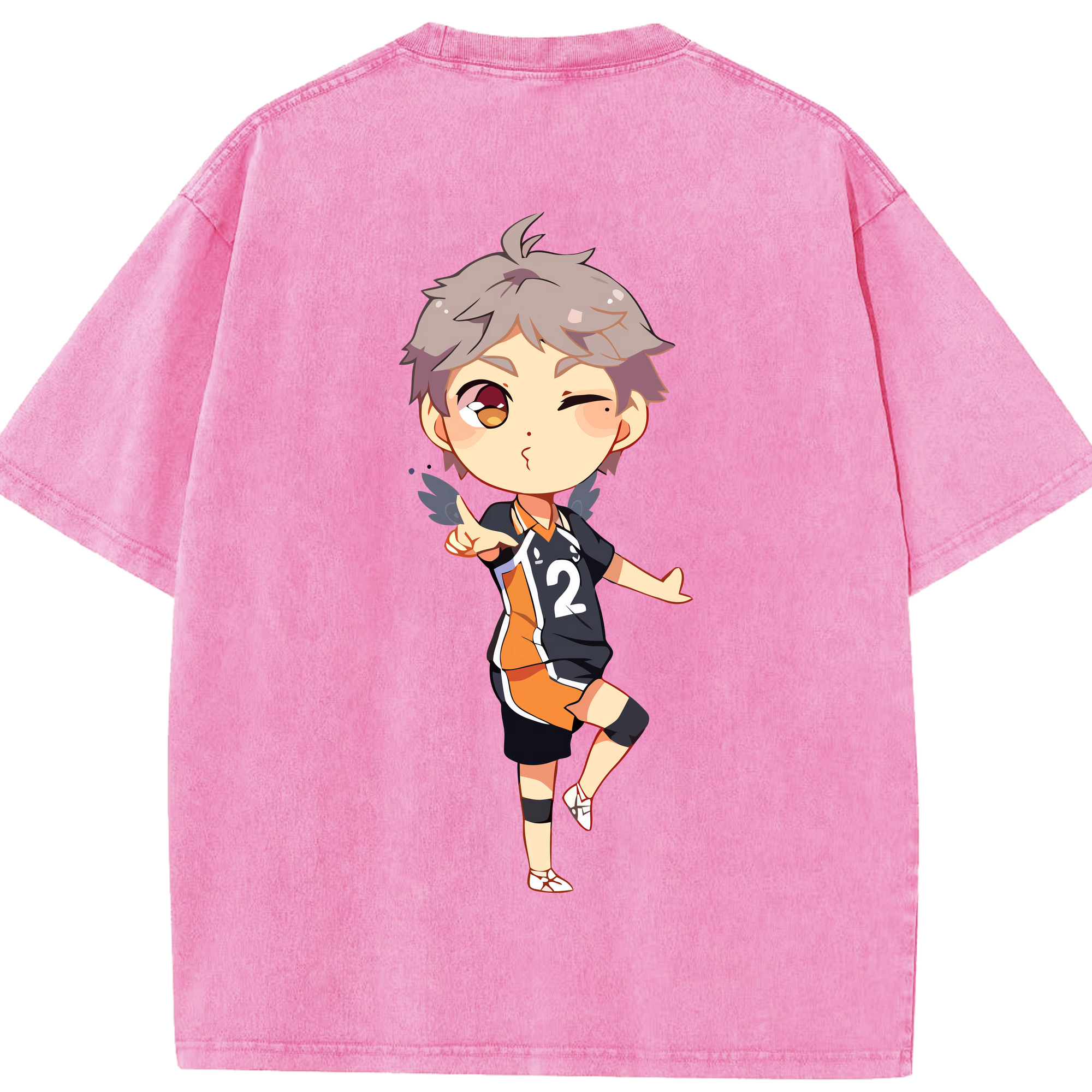 （画像用） ハイキュー!! Haikyu!! 綿100% ヴィンテージ風 半袖Tシャツ（背面プリント）